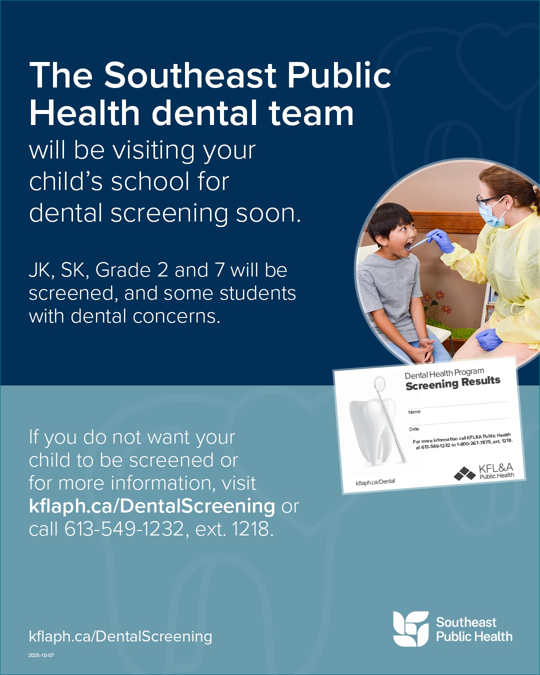 Dental Screening Newsletter Insert JK SK Grades 2 7